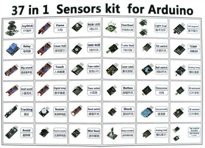 Starter-Ausrüstung für Arduino DIY, das 37 Sensor-Module in einem Relaispassivsummer des Kastens 5V lernt